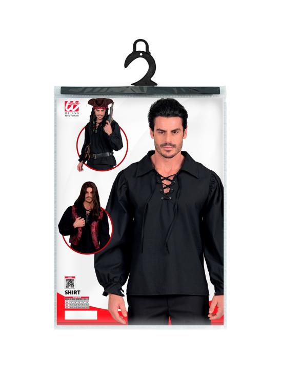 Camisa preta masculina com estampa de figura histórica