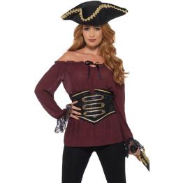 Camisa pirata Deluxe para mulher vermelha