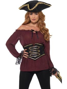 Camisa pirata Deluxe para mulher vermelha