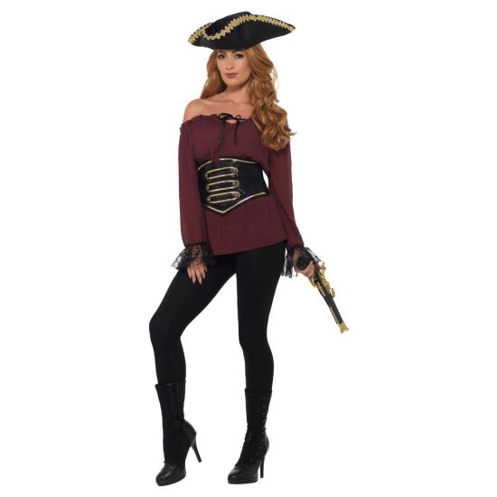 Camisa pirata Deluxe para mulher vermelha