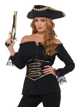 Camisa Pirata de Luxo Adulto com Cinto e Renda