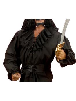 Camisa Masculina Pirata/Renascença em Preto.