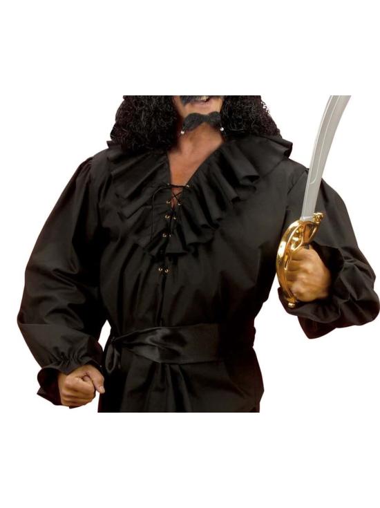 Camisa Masculina Pirata/Renascença em Preto.