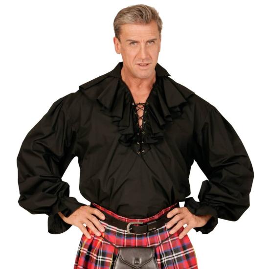 Camisa Masculina Pirata/Renascença em Preto.