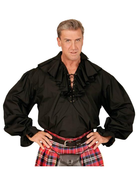 Camisa Masculina Pirata/Renascença em Preto.