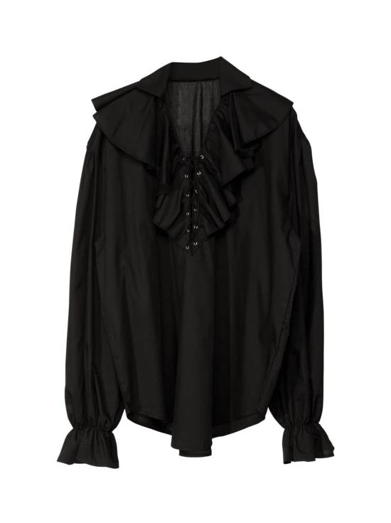 Camisa Masculina Pirata/Renascença em Preto.