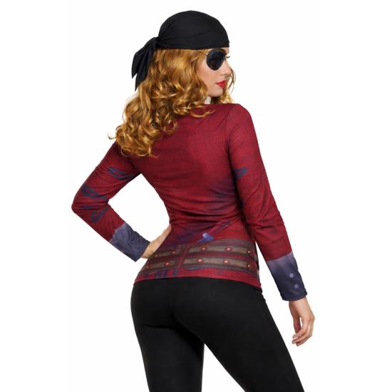 Camiseta feminina com estampa de pirata, tamanho M