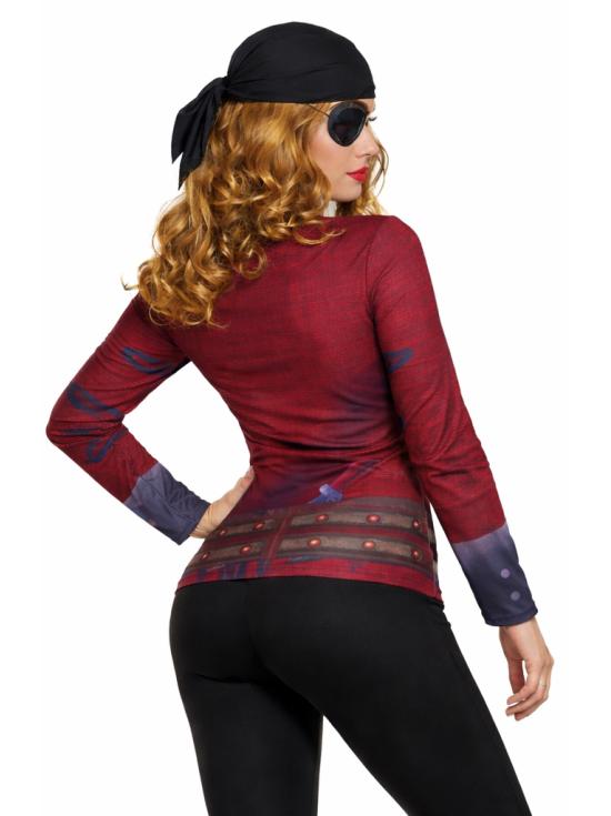 Camiseta feminina com estampa de pirata, tamanho M