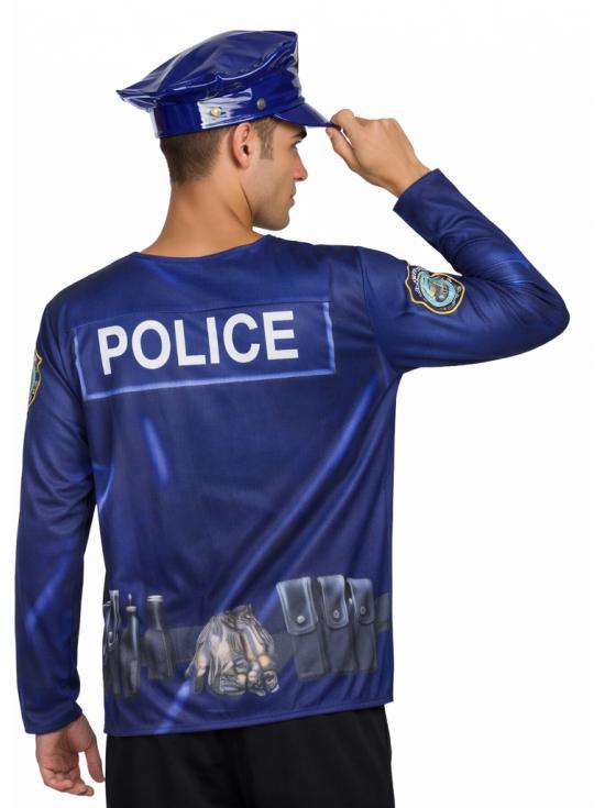 Camiseta masculina de uniforme policial, tamanho M