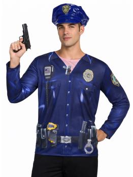 Camiseta masculina de uniforme policial, tamanho M