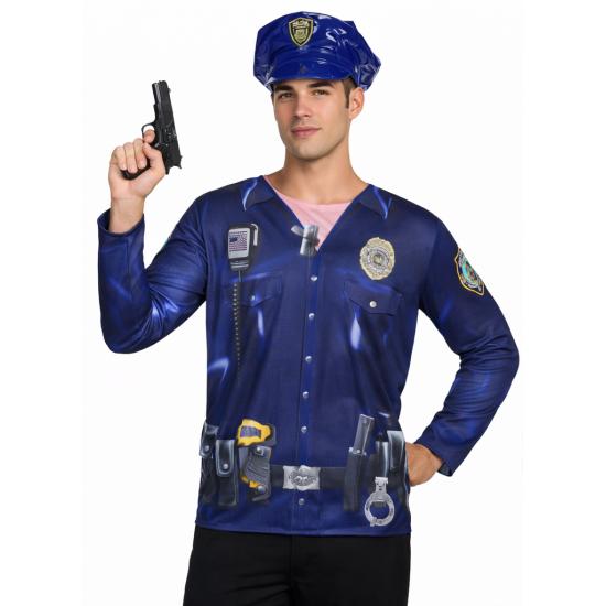 Camiseta masculina de uniforme policial, tamanho M