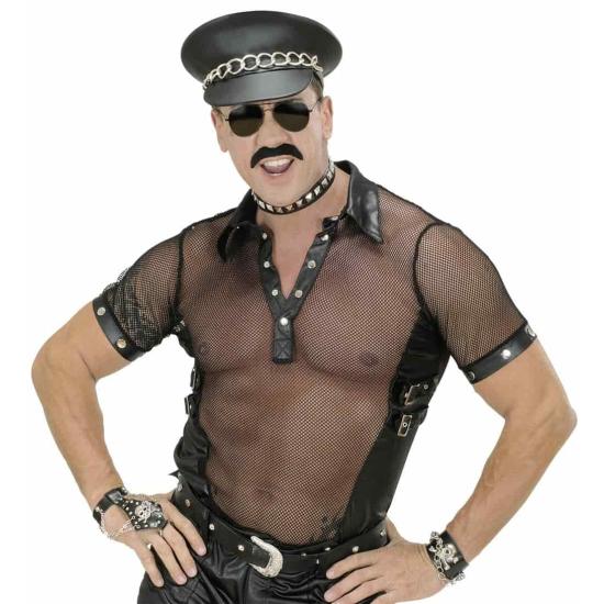 Camiseta de couro rock.