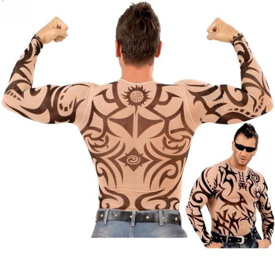 Camiseta com tatuagem tribal masculina - efeito realista