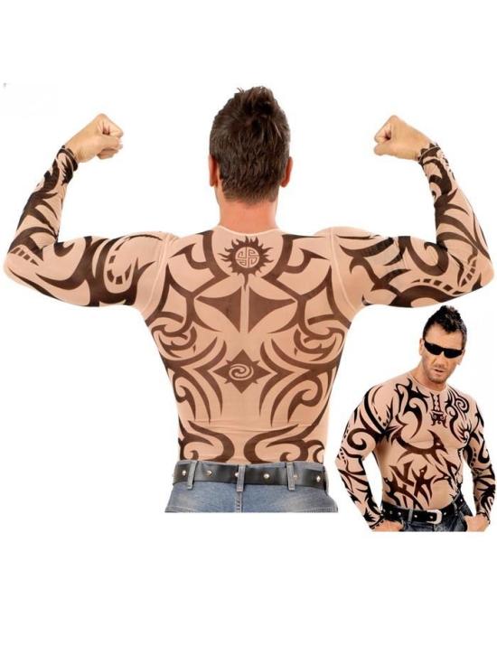 Camiseta com tatuagem tribal masculina - efeito realista