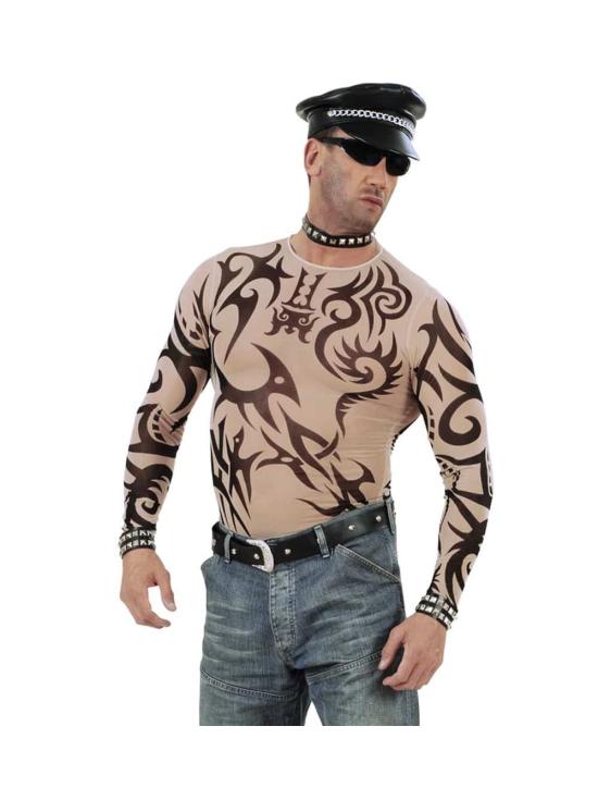 Camiseta com tatuagem tribal masculina - efeito realista