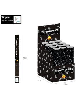 Canhão de confete prateado 40 cm de ar comprimido