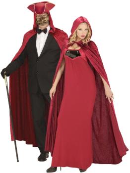 Capa com capuz de veludo cor de vinho 150 cm unissex
