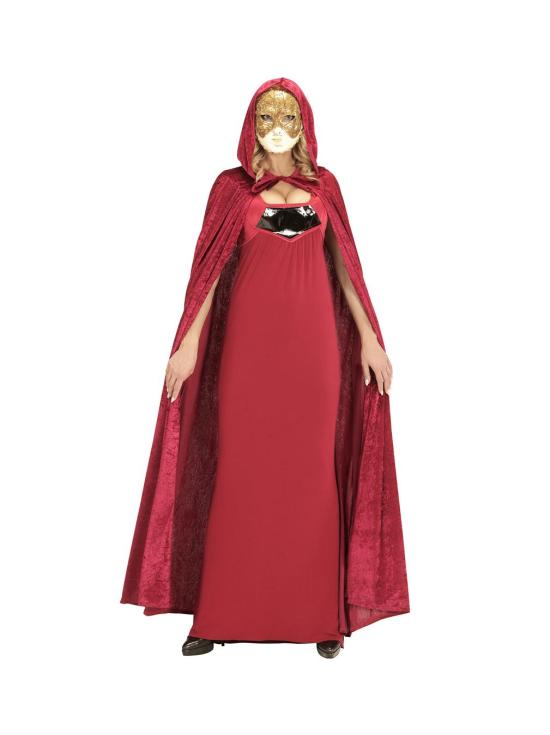 Capa com capuz de veludo cor de vinho 150 cm unissex