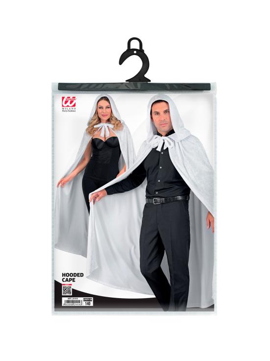 Capa com capuz de veludo branco – 140 cm