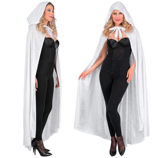 Capa com capuz de veludo branco – 140 cm Capa com capuz de veludo branco – 140 cm