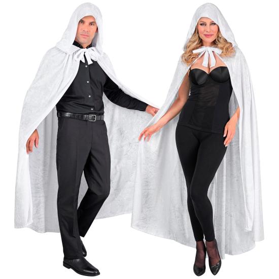 Capa com capuz de veludo branco – 140 cm Capa com capuz de veludo branco – 140 cm