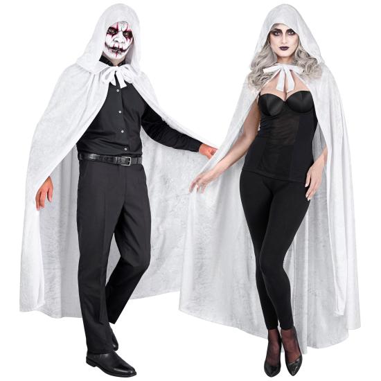 Capa com capuz de veludo branco – 140 cm Capa com capuz de veludo branco – 140 cm