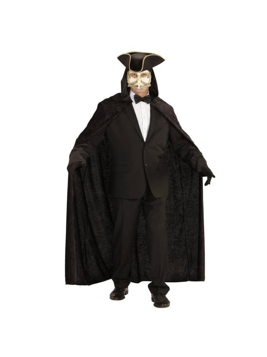 Capa com capuz de veludo preto - 150 cm unissex