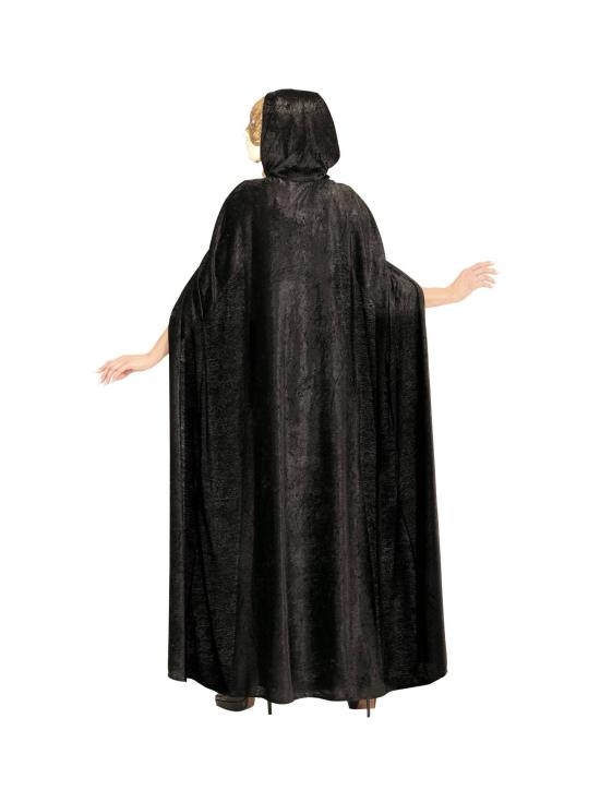 Capa com capuz de veludo preto - 150 cm unissex