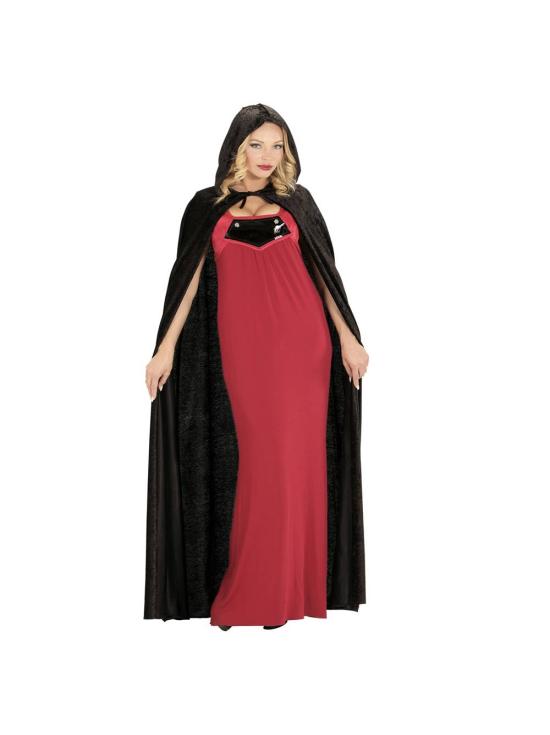 Capa com capuz de veludo preto - 150 cm unissex