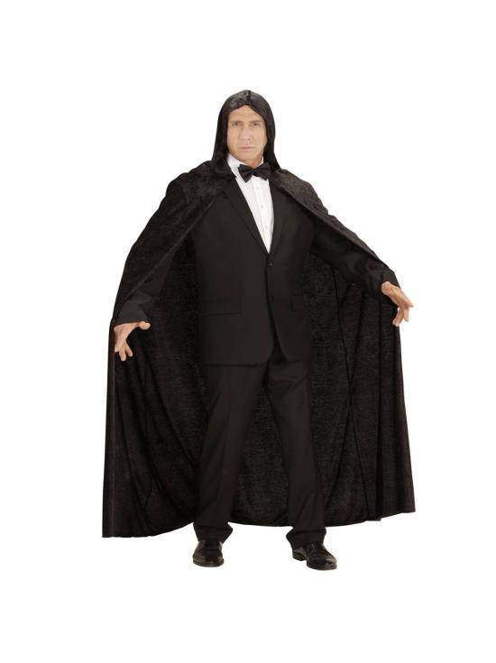 Capa com capuz de veludo preto - 150 cm unissex