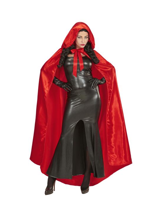 Capa com capuz de cetim vermelho 143 cm