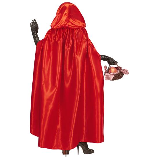 Capa com capuz de cetim vermelho 143 cm Capa com capuz de cetim vermelho 143 cm