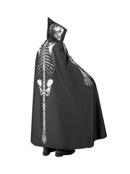 Fantasia de Halloween com capa de esqueleto com capuz adulto de 150 cm