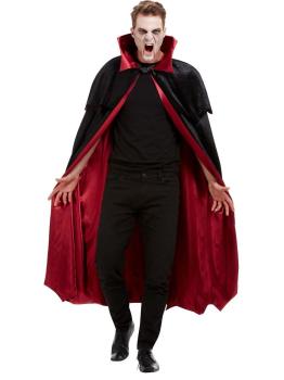 Capa de vampiro, preta, veludo com forro vermelho