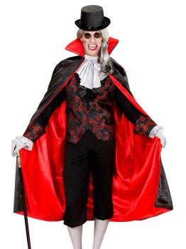 Capa Preto-Vermelho Forrada com Cetim 135 cm Unissex