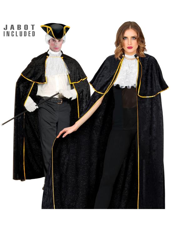 Capa veneziana luxuosa de veludo de 142 cm com folhos