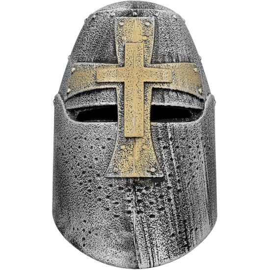 Capacete de cruzado medieval prateado para adulto