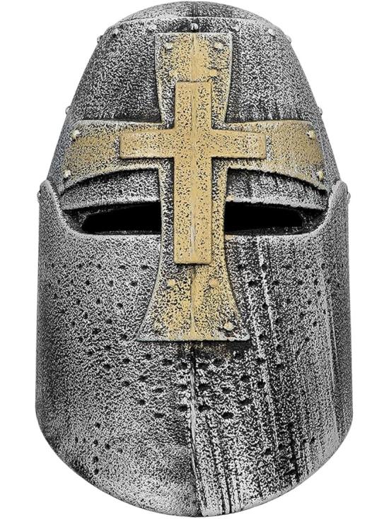 Capacete de cruzado medieval prateado para adulto