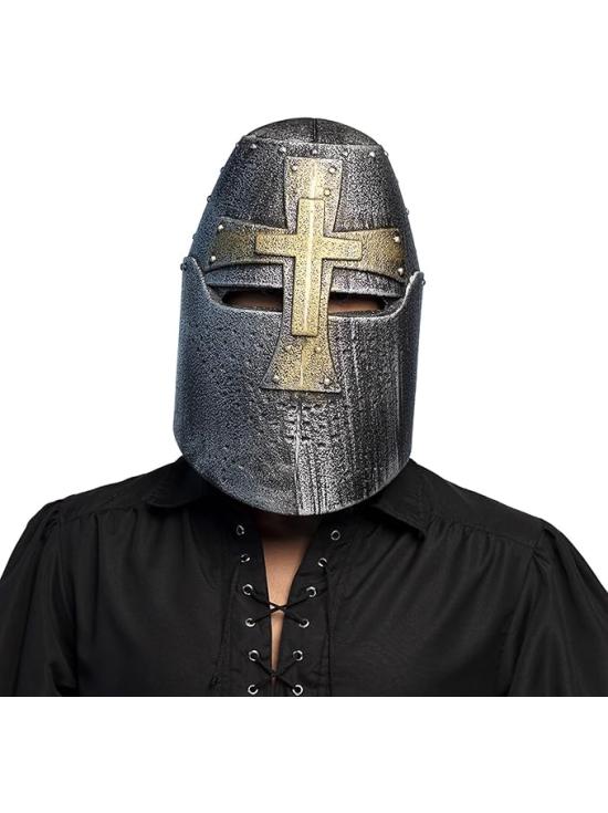 Capacete de cruzado medieval prateado para adulto