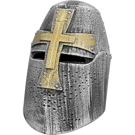 Capacete de cruzado medieval prateado para adulto