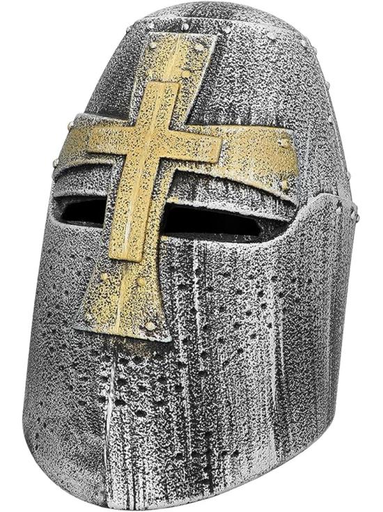 Capacete de cruzado medieval prateado para adulto