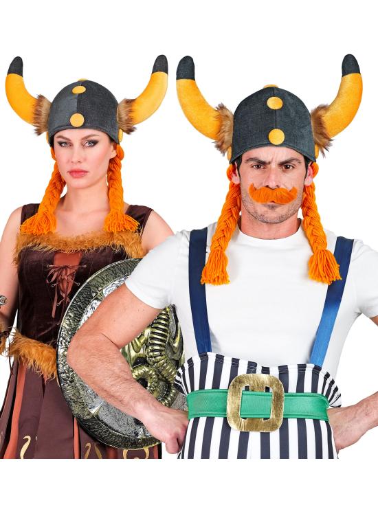 Capacete Galante com Tranças Estilo Obelix