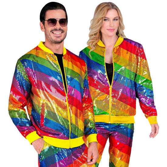 Jaqueta bomber de lantejoulas Arco Iris