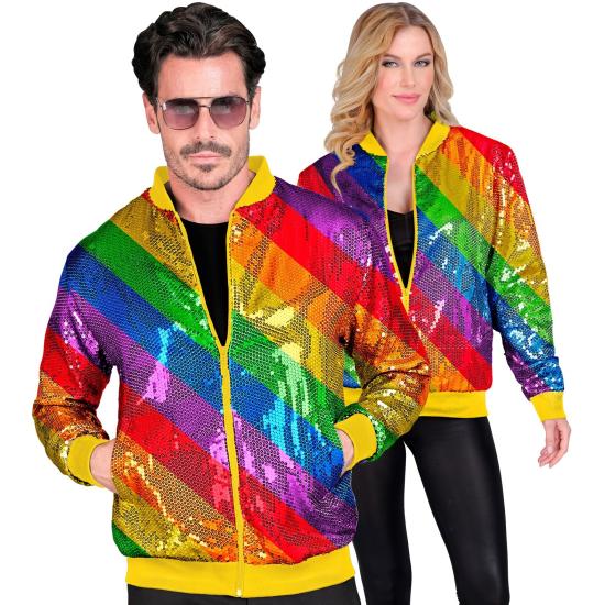 Jaqueta bomber de lantejoulas Arco Iris
