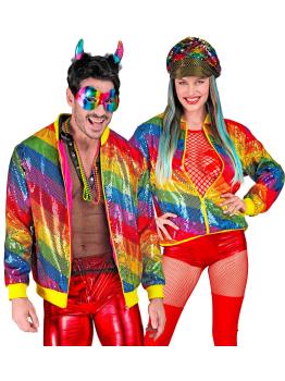 Jaqueta bomber de lantejoulas Arco Iris