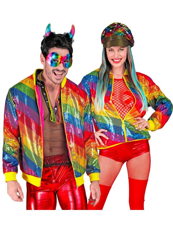 Jaqueta bomber de lantejoulas Arco Iris