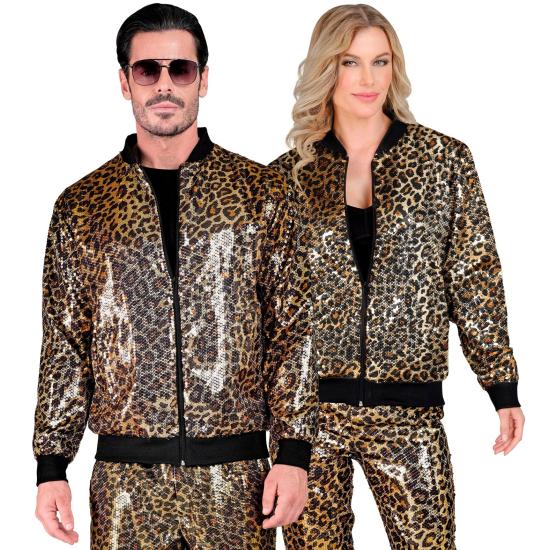 Jaqueta bomber de lantejoulas Leopard