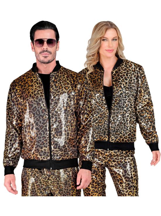 Jaqueta bomber de lantejoulas Leopard
