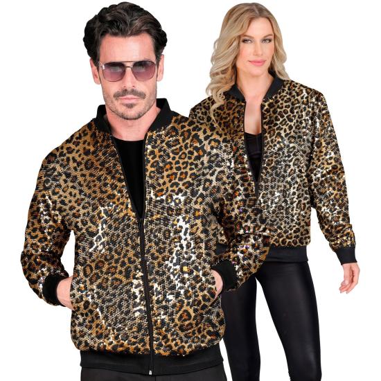 Jaqueta bomber de lantejoulas Leopard
