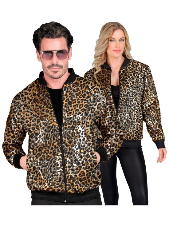 Jaqueta bomber de lantejoulas Leopard